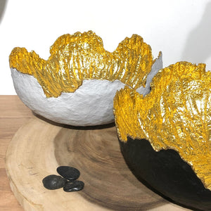 Coupe Papier maché et feuilles d'Or  L diam. 34 cm