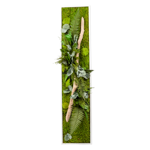 Tableau végétaux stabilisés "sans entretien" jungle rectangle Large 115cm x 25cm Blanc