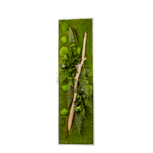 Tableau végétaux stabilisés "sans entretien"  jungle rectangle XLarge 140cm x 40cm Blanc
