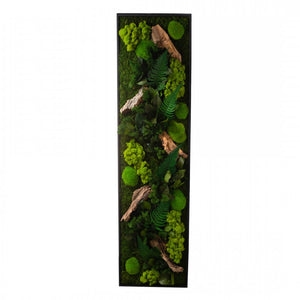 Tableau végétaux stabilisés "sans entretien" jungle rectangle Large 115cm x 25cm Noir
