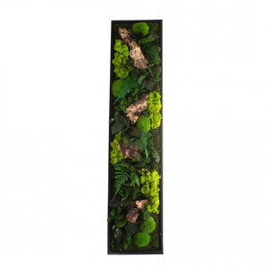 Tableau végétaux stabilisés "sans entretien"  jungle rectangle XLarge 140cm x 40cm Noir