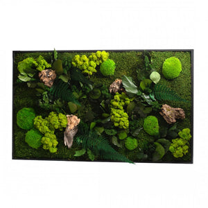Tableau végétaux stabilisés "sans entretien"  jungle rectangle XLarge 100cm x 60cm Noir
